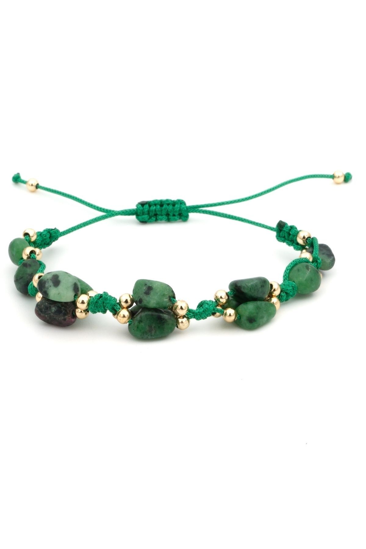 Anyolit Taşı (Ruby Zoisite) Macrome Doğal Taş Bileklik SM-B-0183