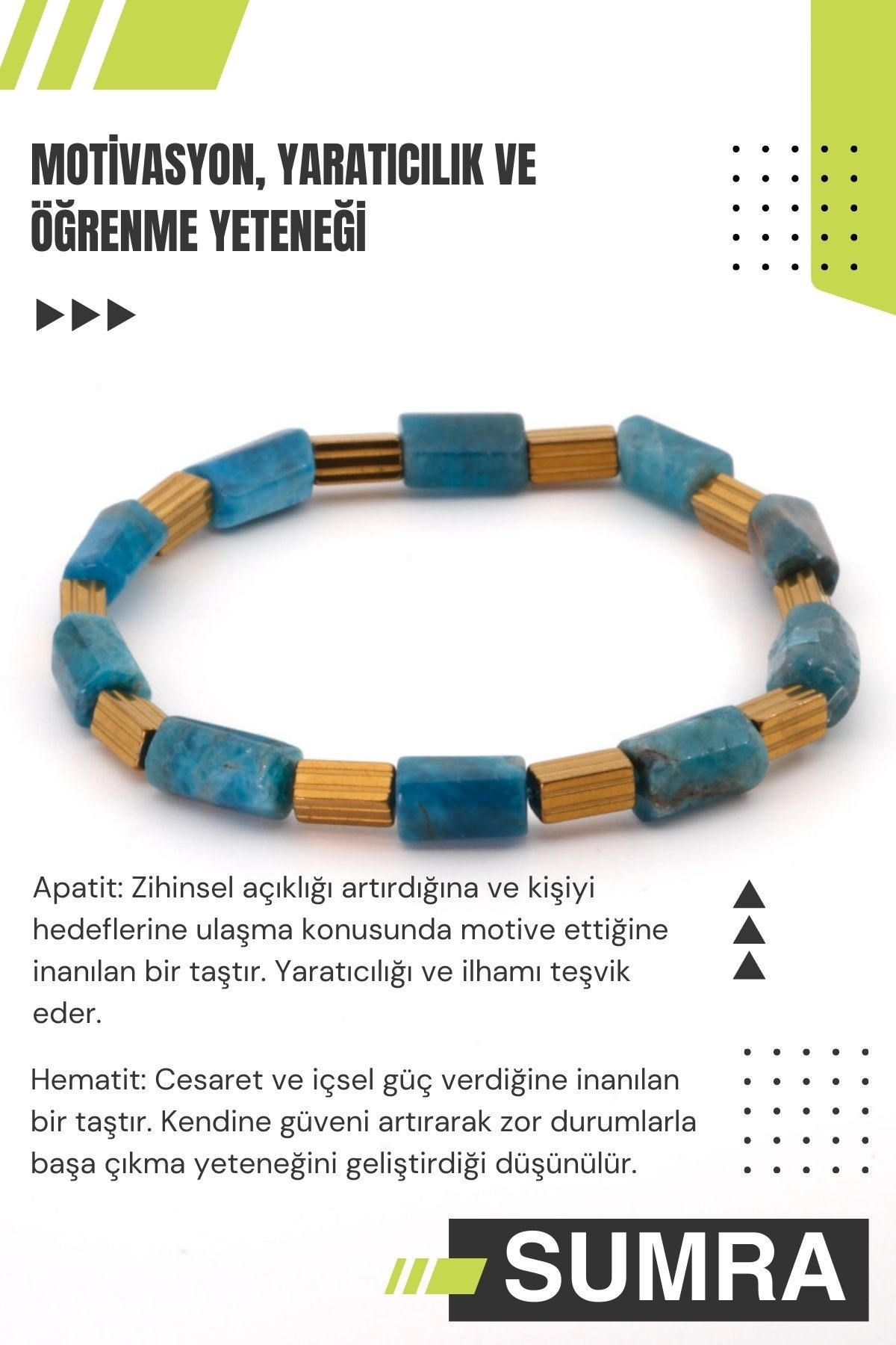 Apatit ve Hematit Doğal Taş Bileklik SM-B-0164