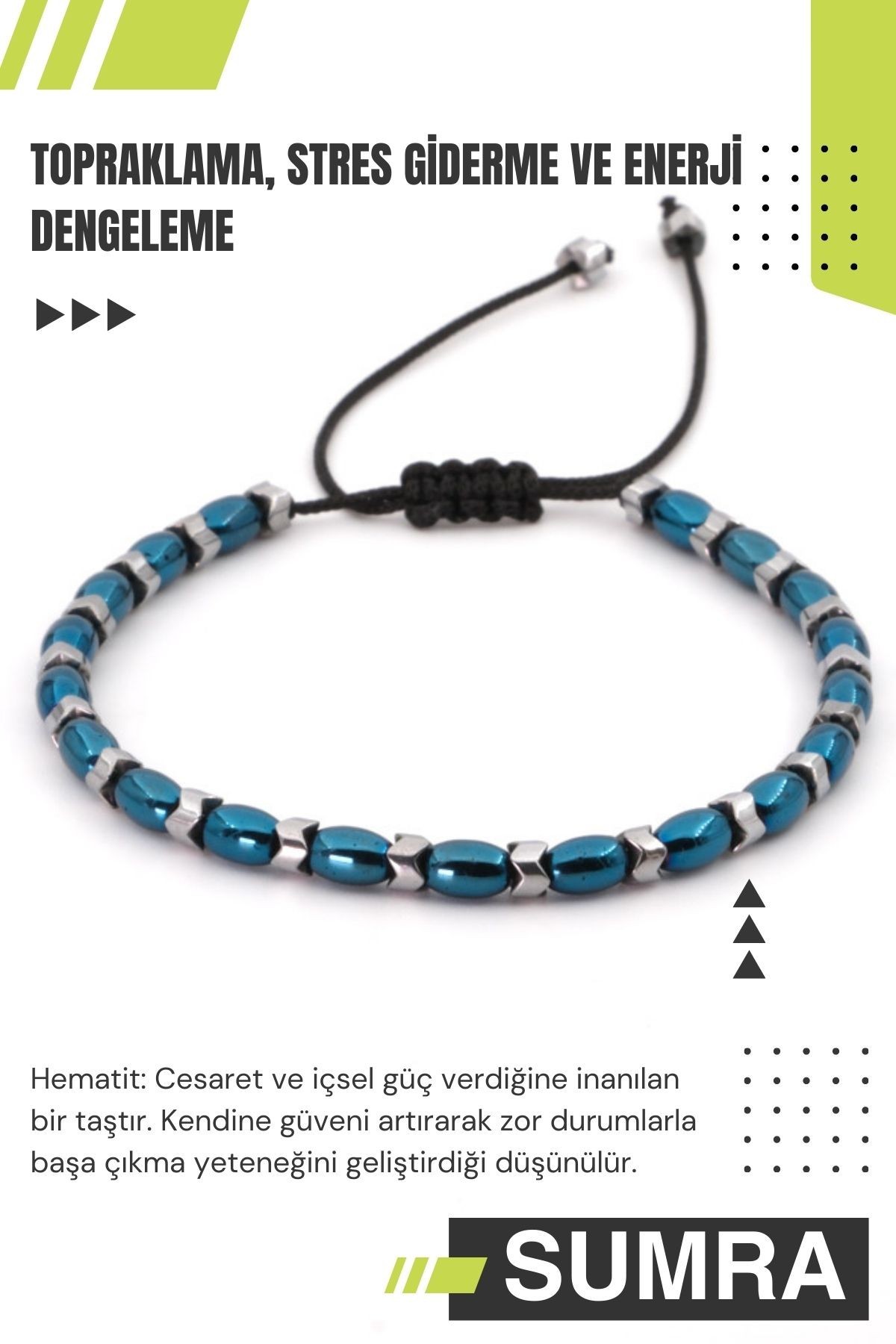 Hematit Macrome Doğal Taş Bileklik SM-B-0160