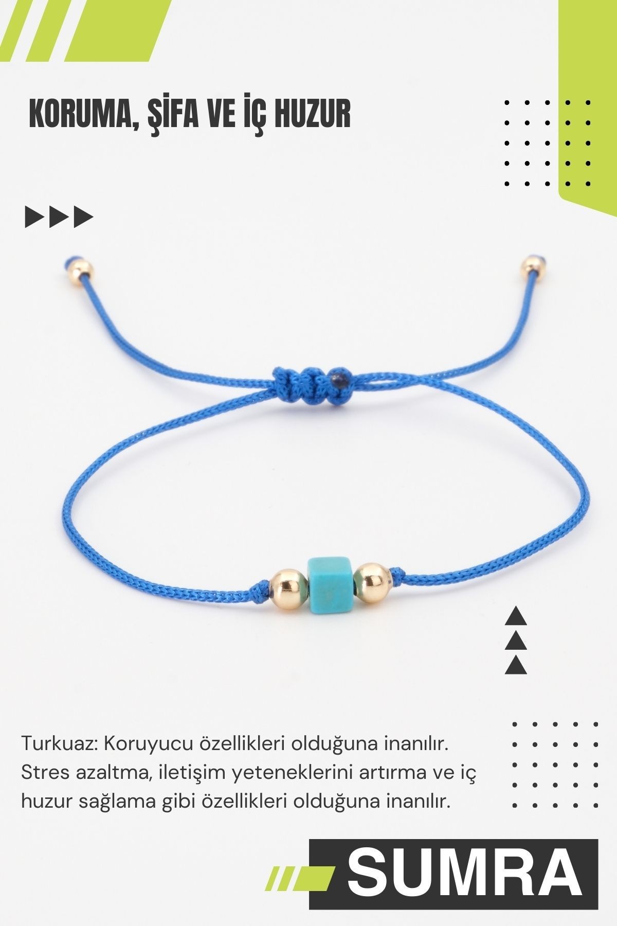 Küp Turkuaz Macrome Doğal Taş Bileklik SM-B-0213