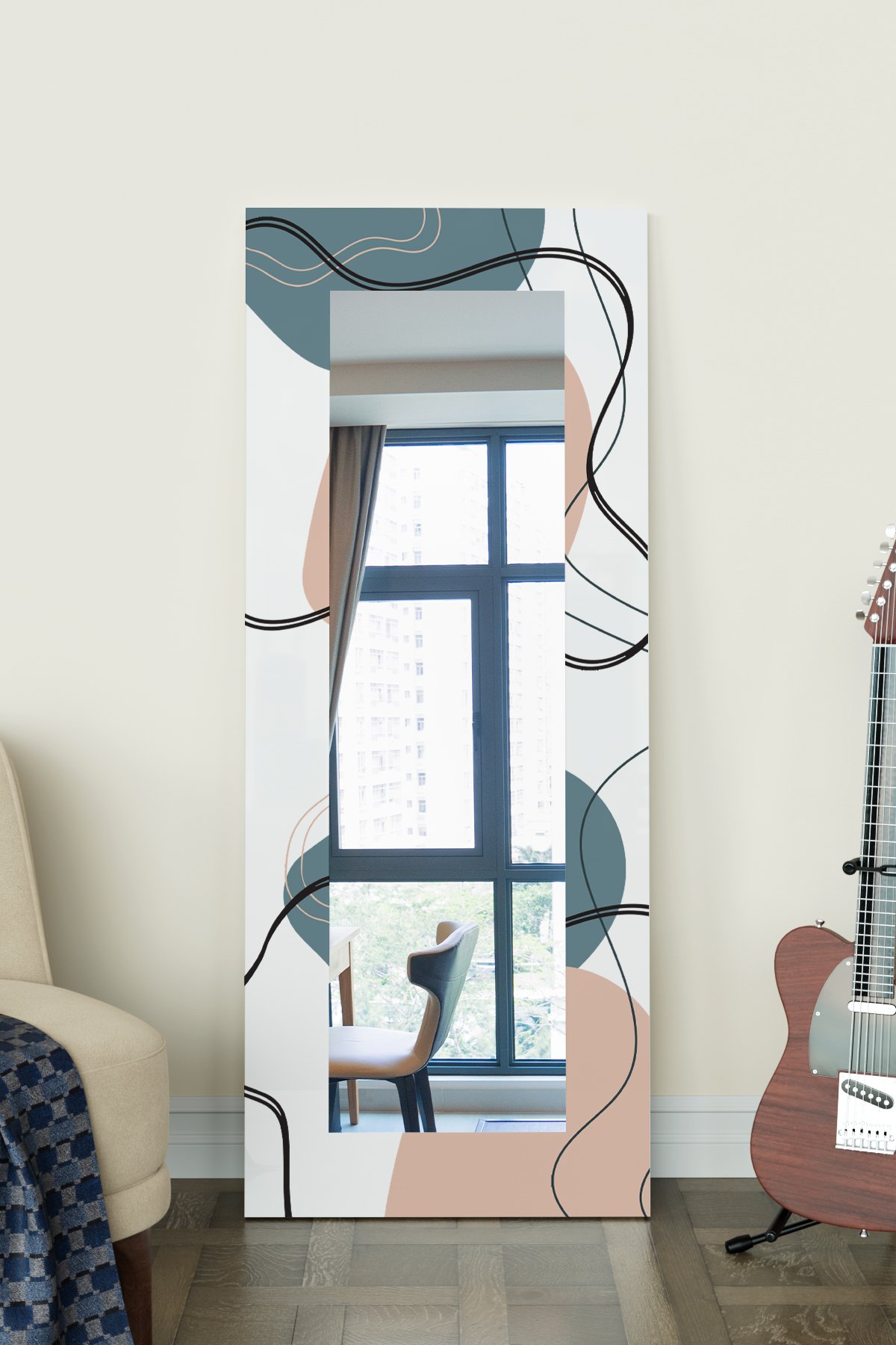 soft shapes Desenli Dekoratif Boy Aynası 150x60 cm