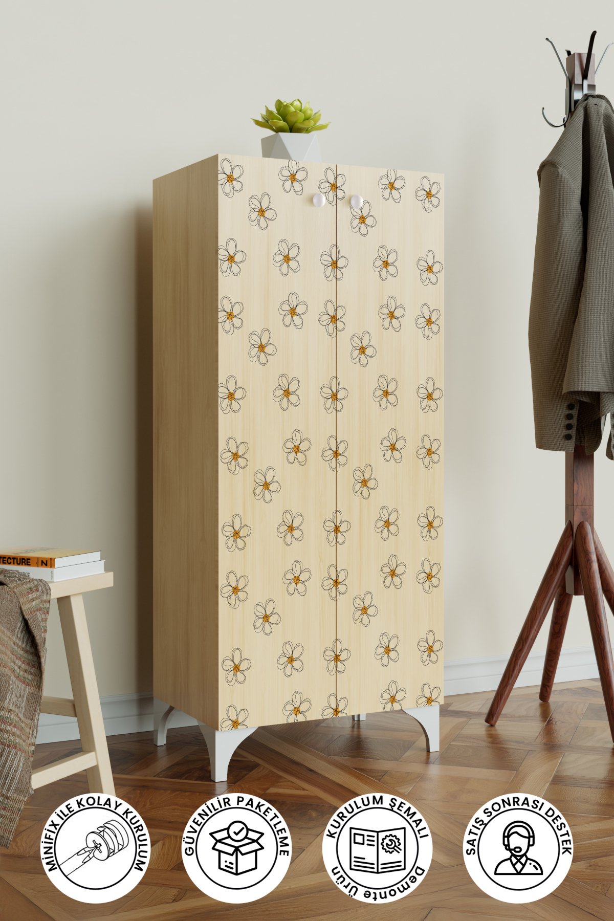 Daisy Design 3 Raflı Çok Amaçlı Dolap Mutfak Salon Banyo Ofis Salon Dolabı