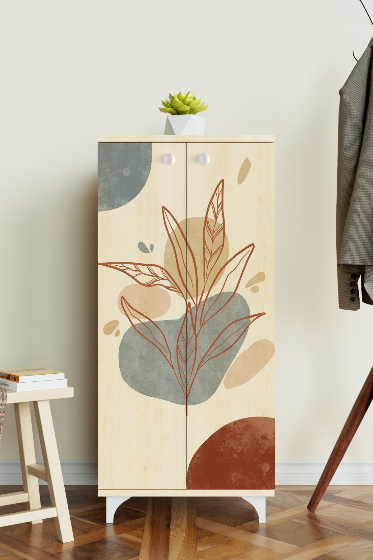 Minimal Leaf 3 Raflı Çok Amaçlı Dolap Mutfak Salon Banyo Ofis Salon Dolabı