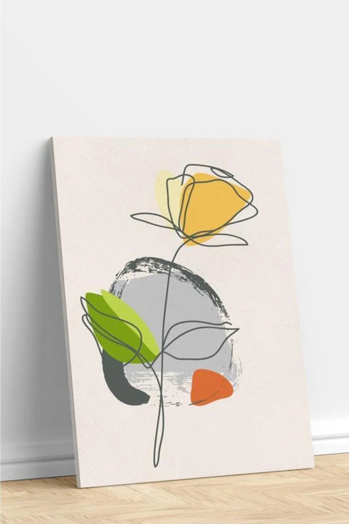 3'lü Set Line Art Flower Kanvas Tablo