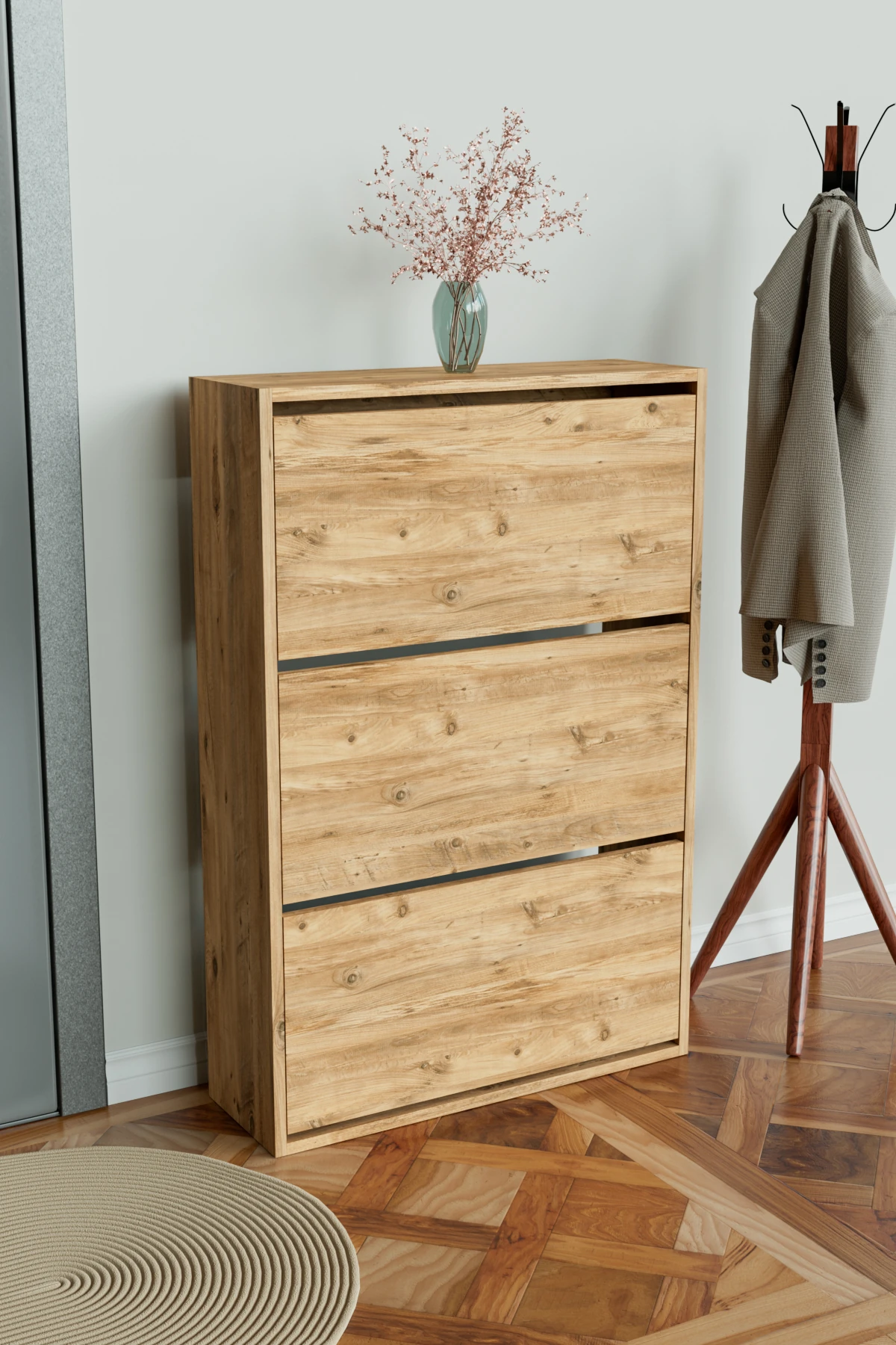 3 Bölmeli Liovian Düşer Kapak Ayakkabılık