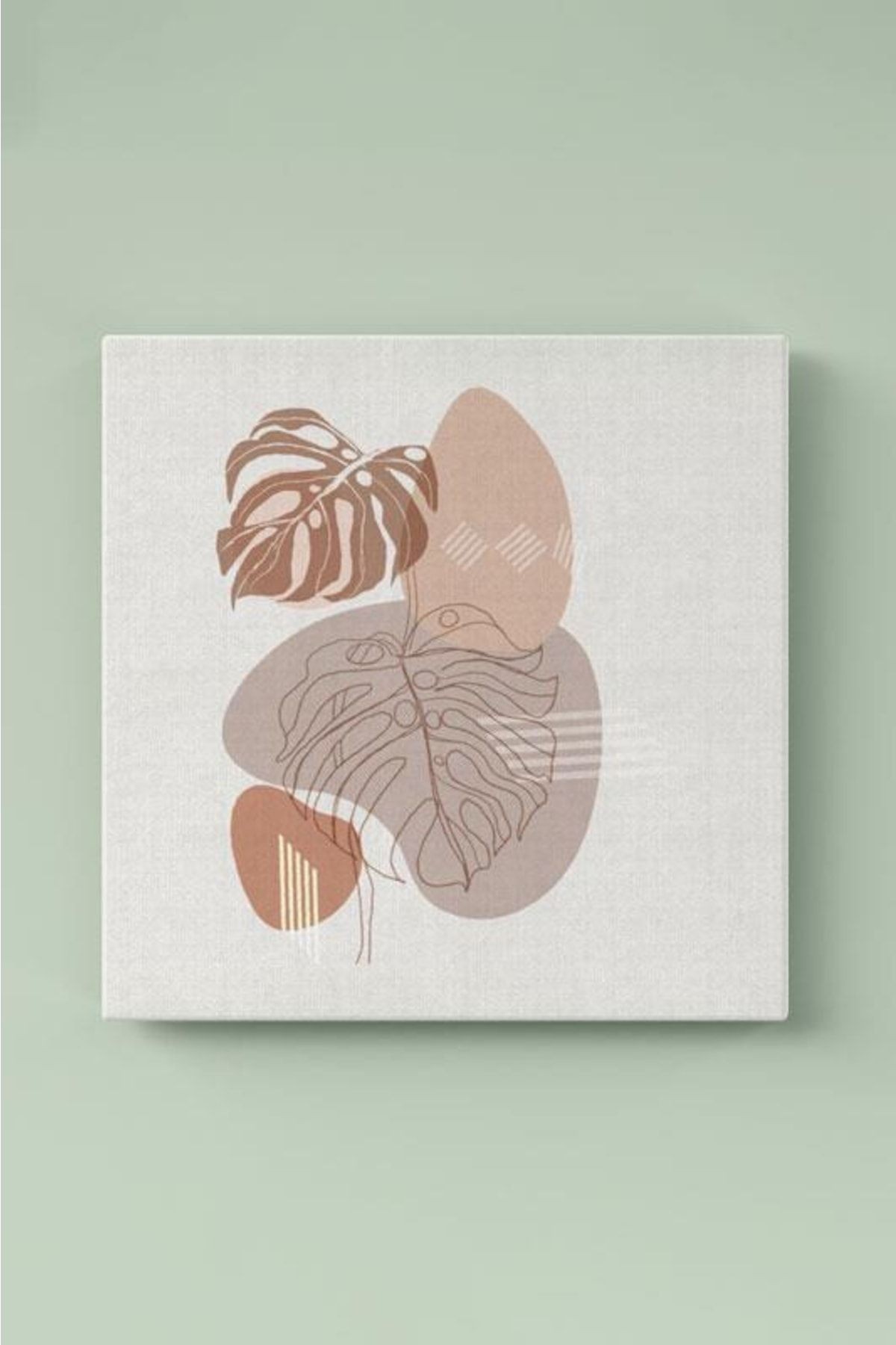 3'lü Set Line Art Leaves Kanvas Tablo