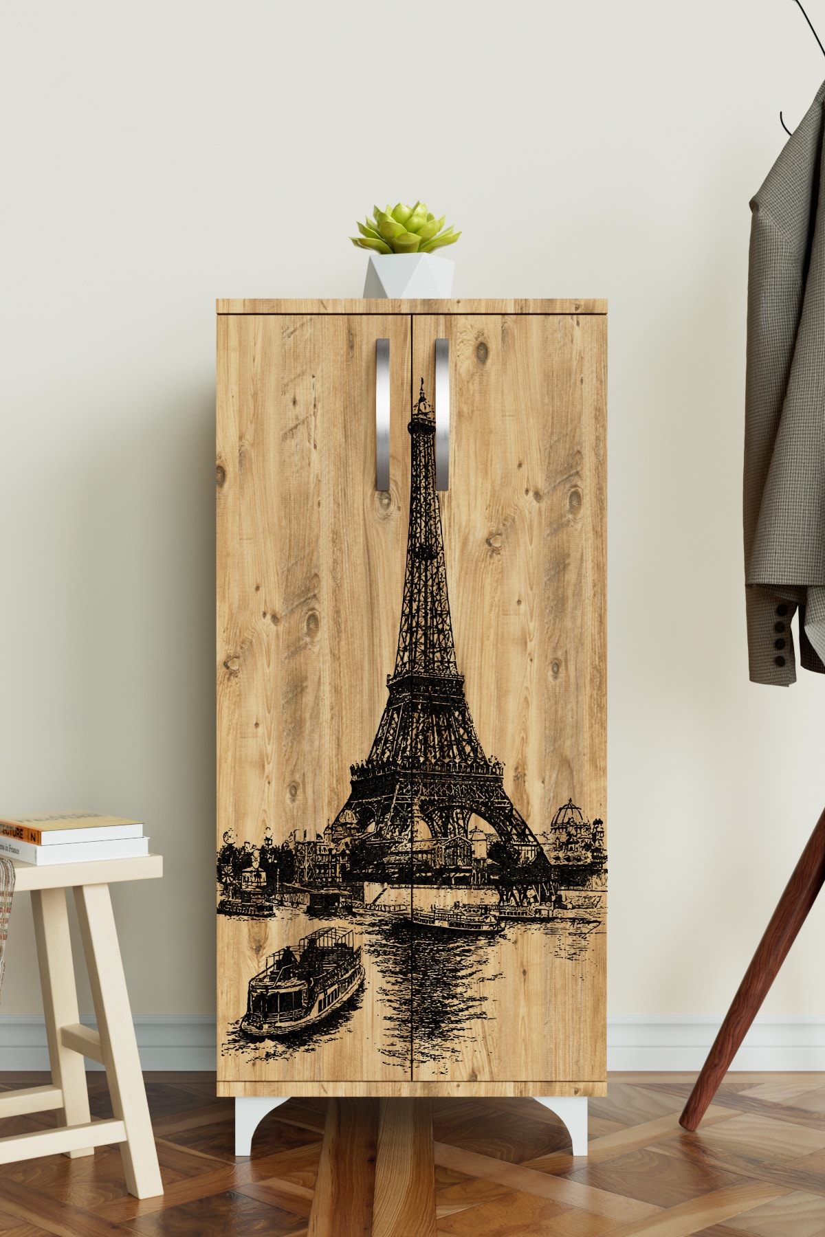 Eiffel Tower 3 Raflı Çok Amaçlı Dolap Mutfak Salon Banyo Ofis Salon Dolabı