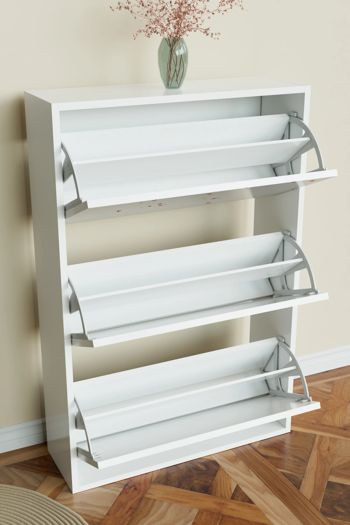 "Red Anemone" 3 Bölmeli Liovian Düşer Kapak Ayakkabılık