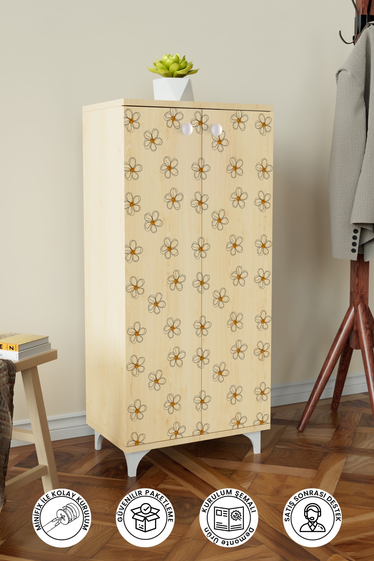 Daisy Design 3 Raflı Çok Amaçlı Dolap Mutfak Salon Banyo Ofis Salon Dolabı