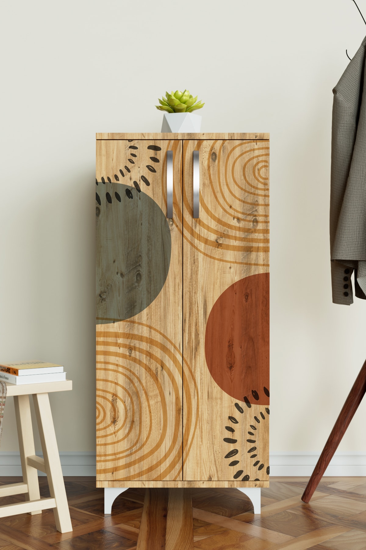 Circle Design 3 Raflı Çok Amaçlı Dolap Mutfak Salon Banyo Ofis Salon Dolabı