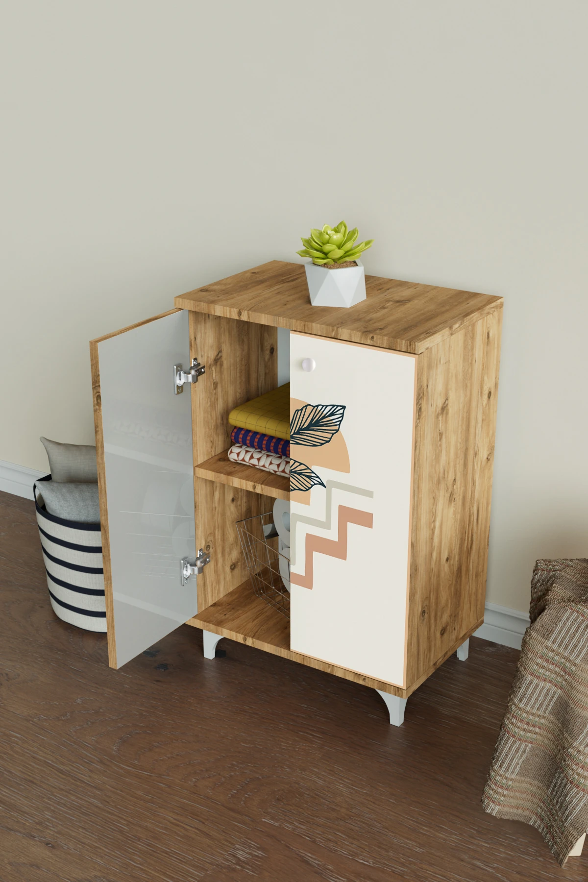 Steps Lines 2 Raflı Çok Amaçlı Dolap Mutfak Salon Ofis Dolabı