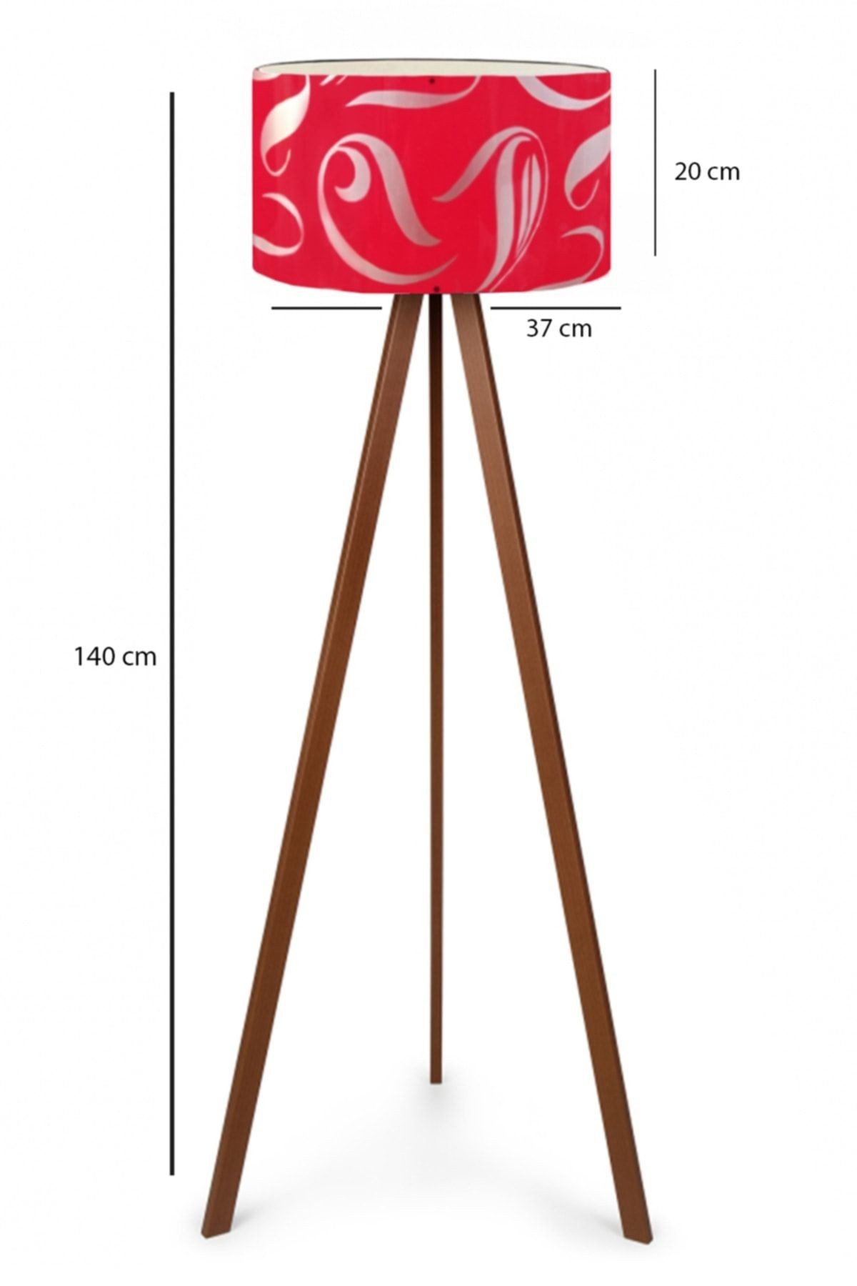 Kırmızı Desen Başlıklı Tripod Lambader