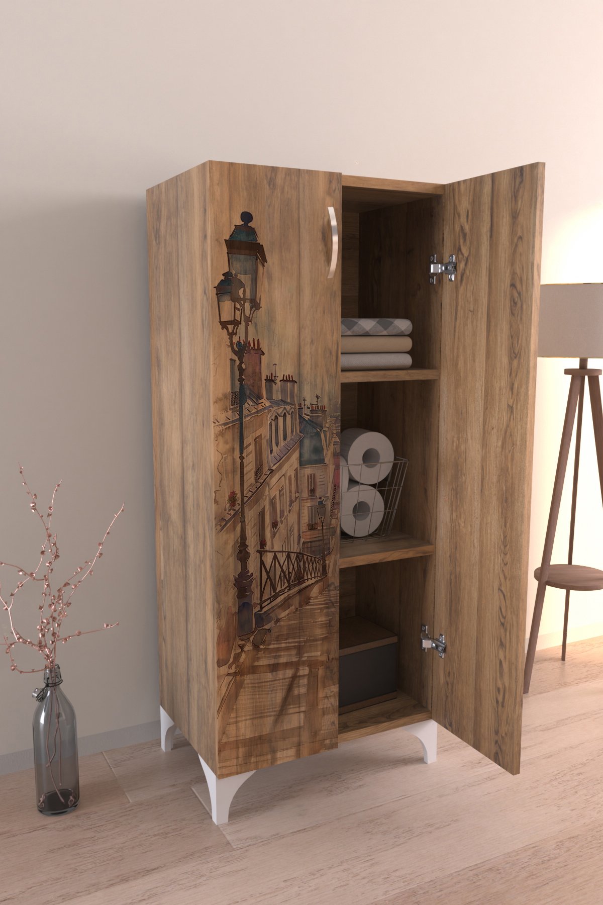 Dream Alley 3 Raflı Çok Amaçlı Dolap Mutfak Salon Banyo Ofis Salon Dolabı