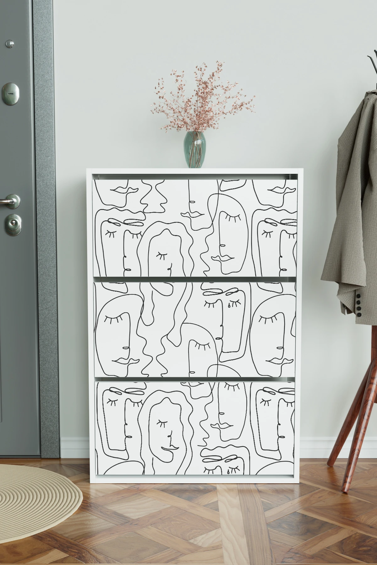 "Minimal Faces" 3 Bölmeli Liovian Düşer Kapak Ayakkabılık