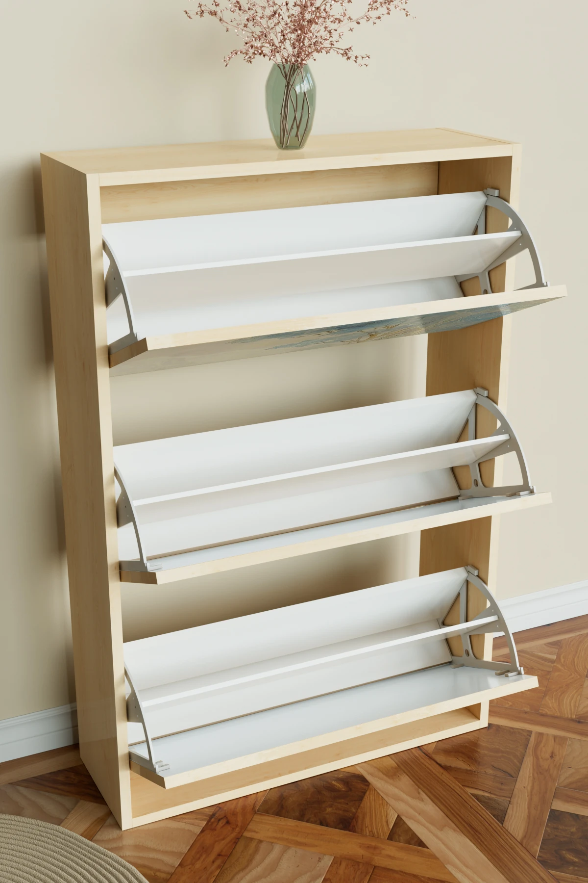 "Blue Mist" 3 Bölmeli Liovian Düşer Kapak Ayakkabılık