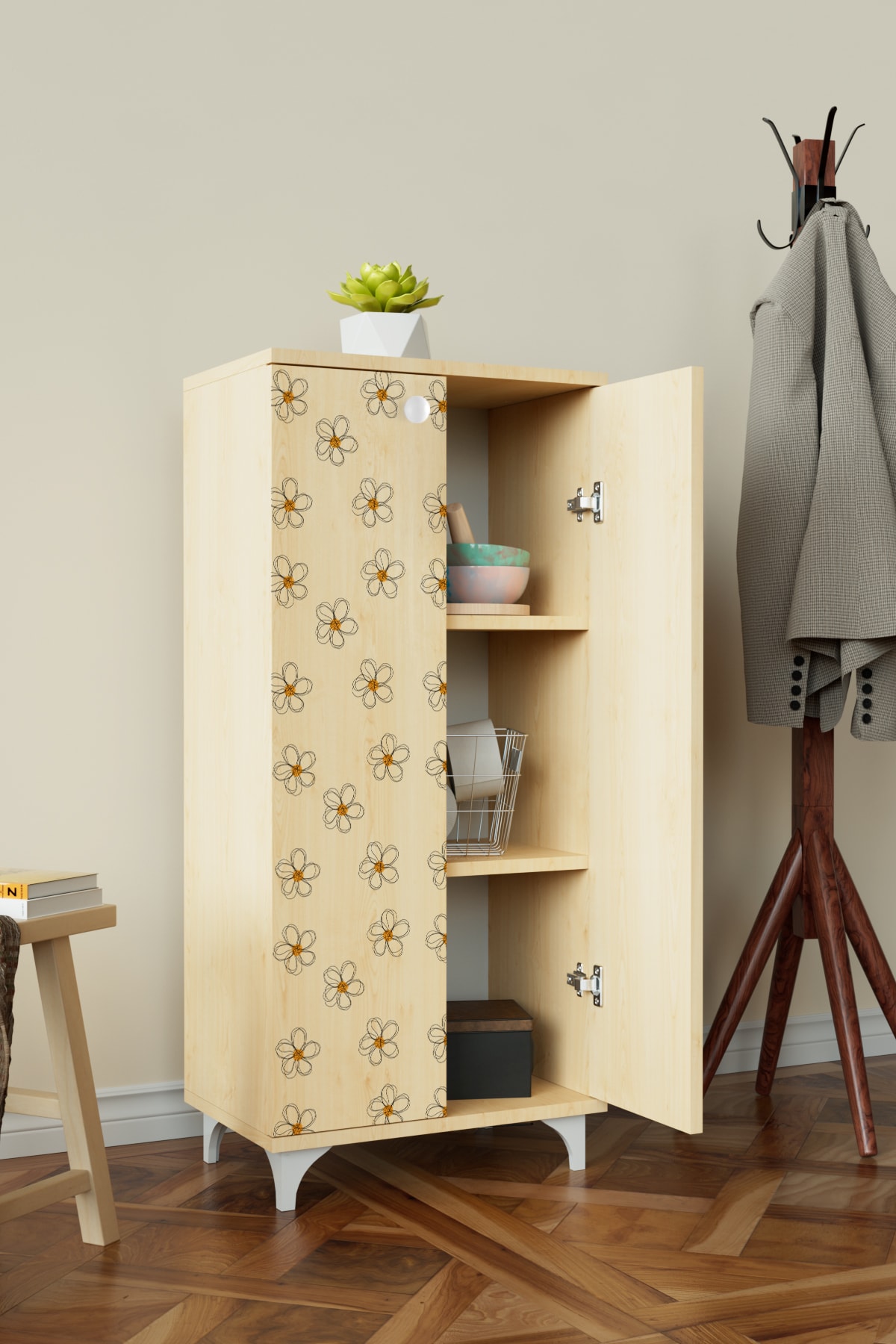 Daisy Design 3 Raflı Çok Amaçlı Dolap Mutfak Salon Banyo Ofis Salon Dolabı