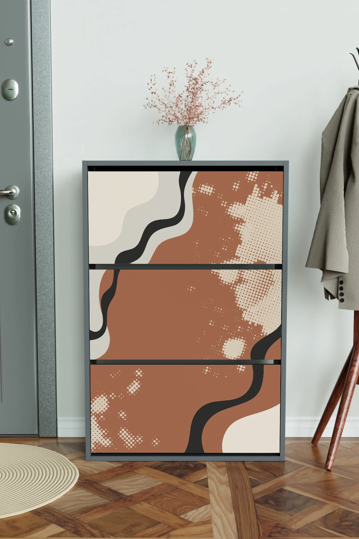 "Abstract design" 3 Bölmeli Liovian Düşer Kapak Ayakkabılık