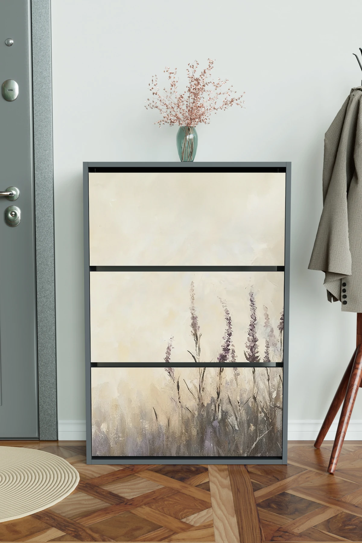 "Hazy Lavender" 3 Bölmeli Liovian Düşer Kapak Ayakkabılık