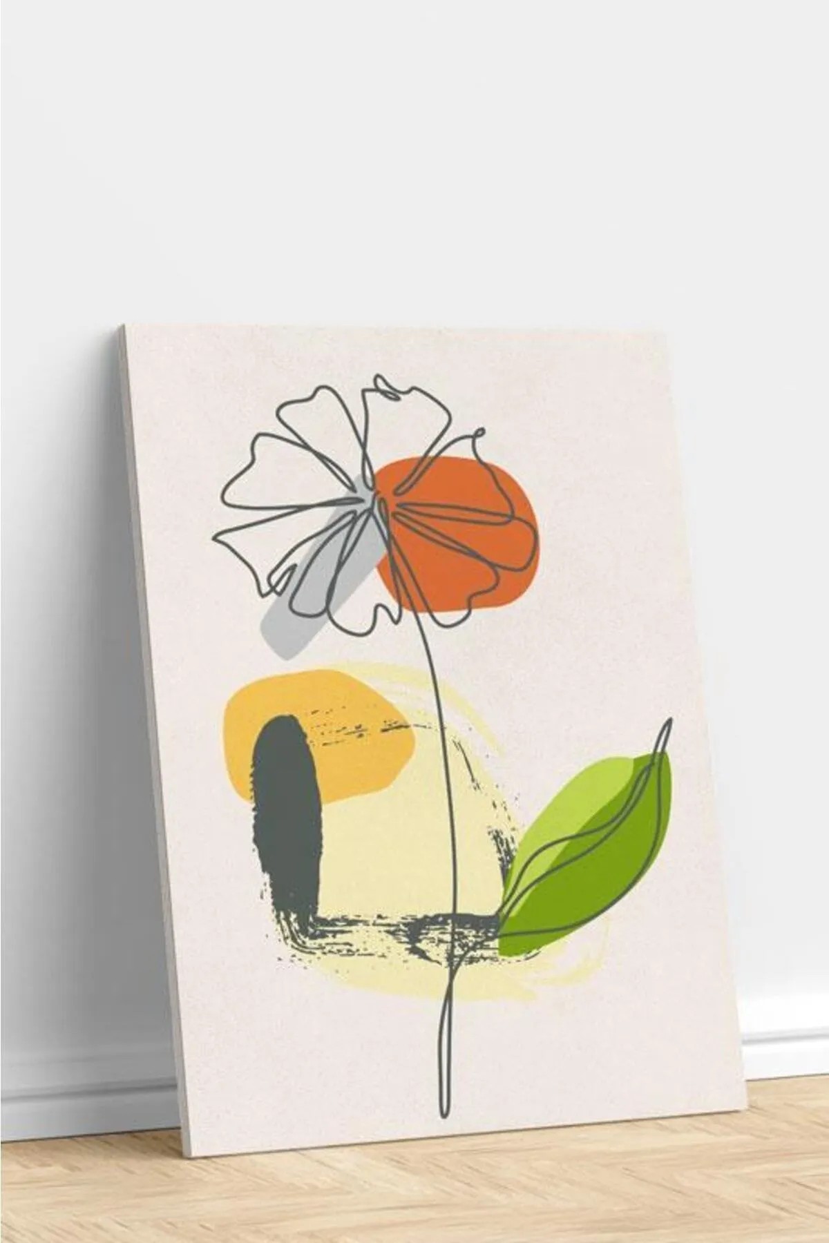 3'lü Set Line Art Flower Kanvas Tablo