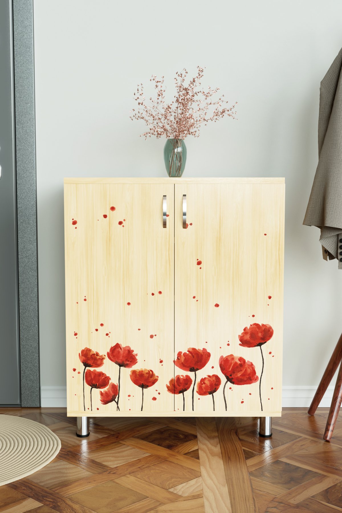 Red Anemone 4 Raflı Ayakkabılık Antre Hol Çok Amaçlı Ayakkabı Dolabı