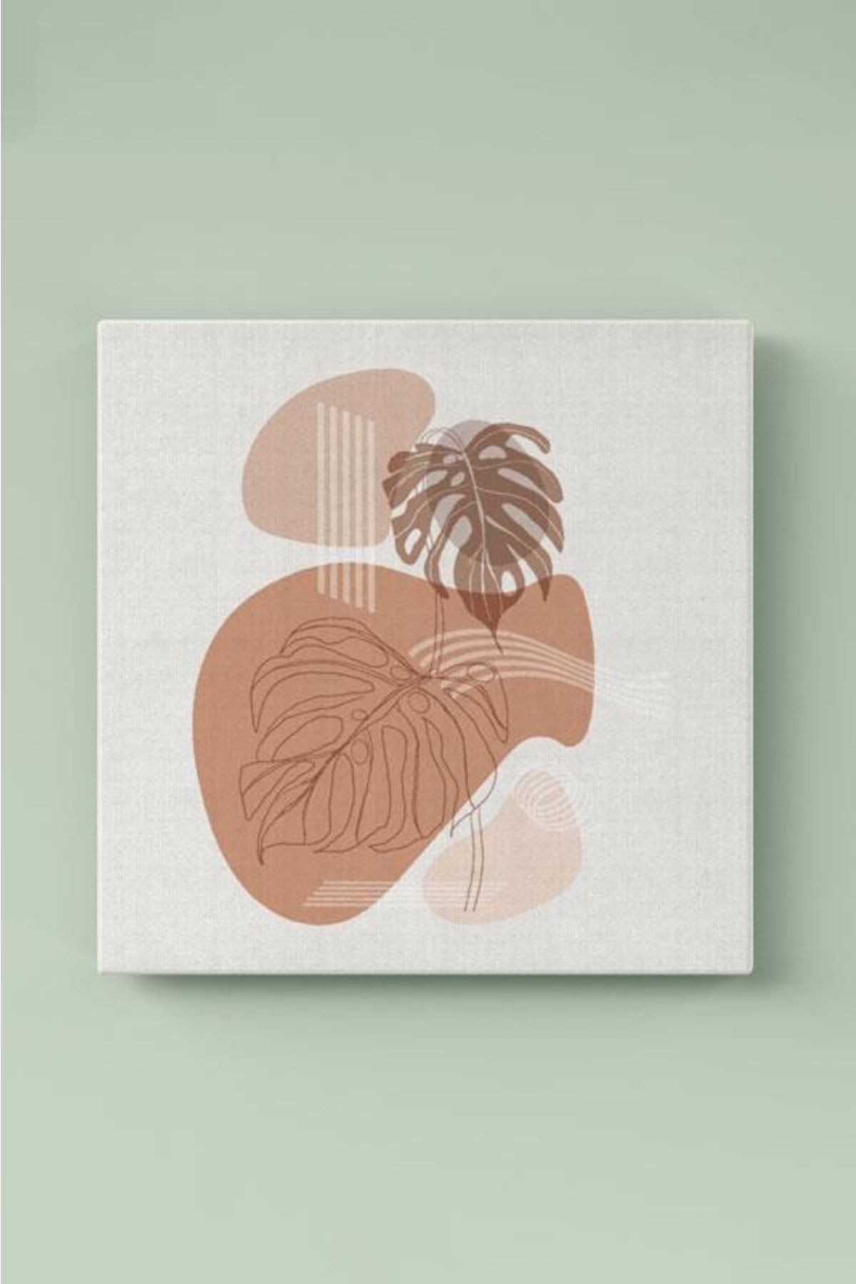 3'lü Set Line Art Leaves Kanvas Tablo