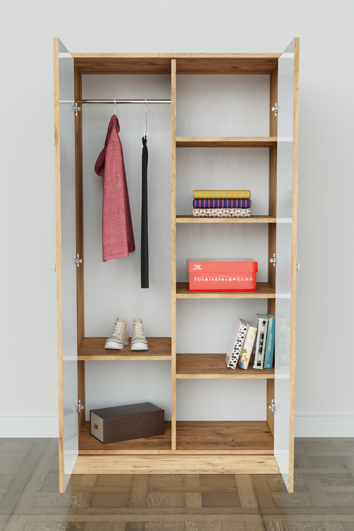 Adorable Design "Calista" Gardırop 5 Raflı Askılı Çocuk Odasi Elbise Dolabı