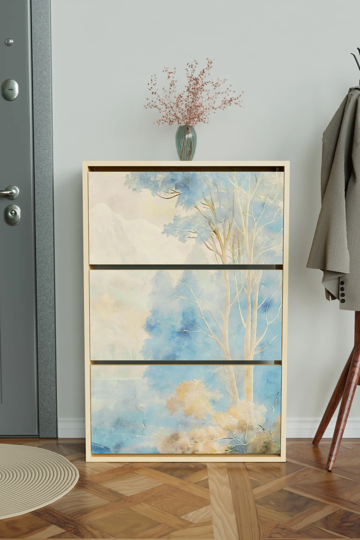 "Blue Mist" 3 Bölmeli Liovian Düşer Kapak Ayakkabılık