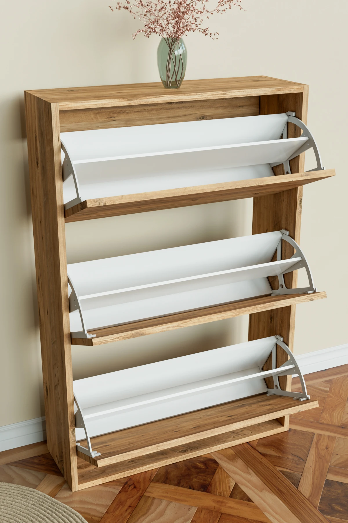 3 Bölmeli Liovian Düşer Kapak Ayakkabılık