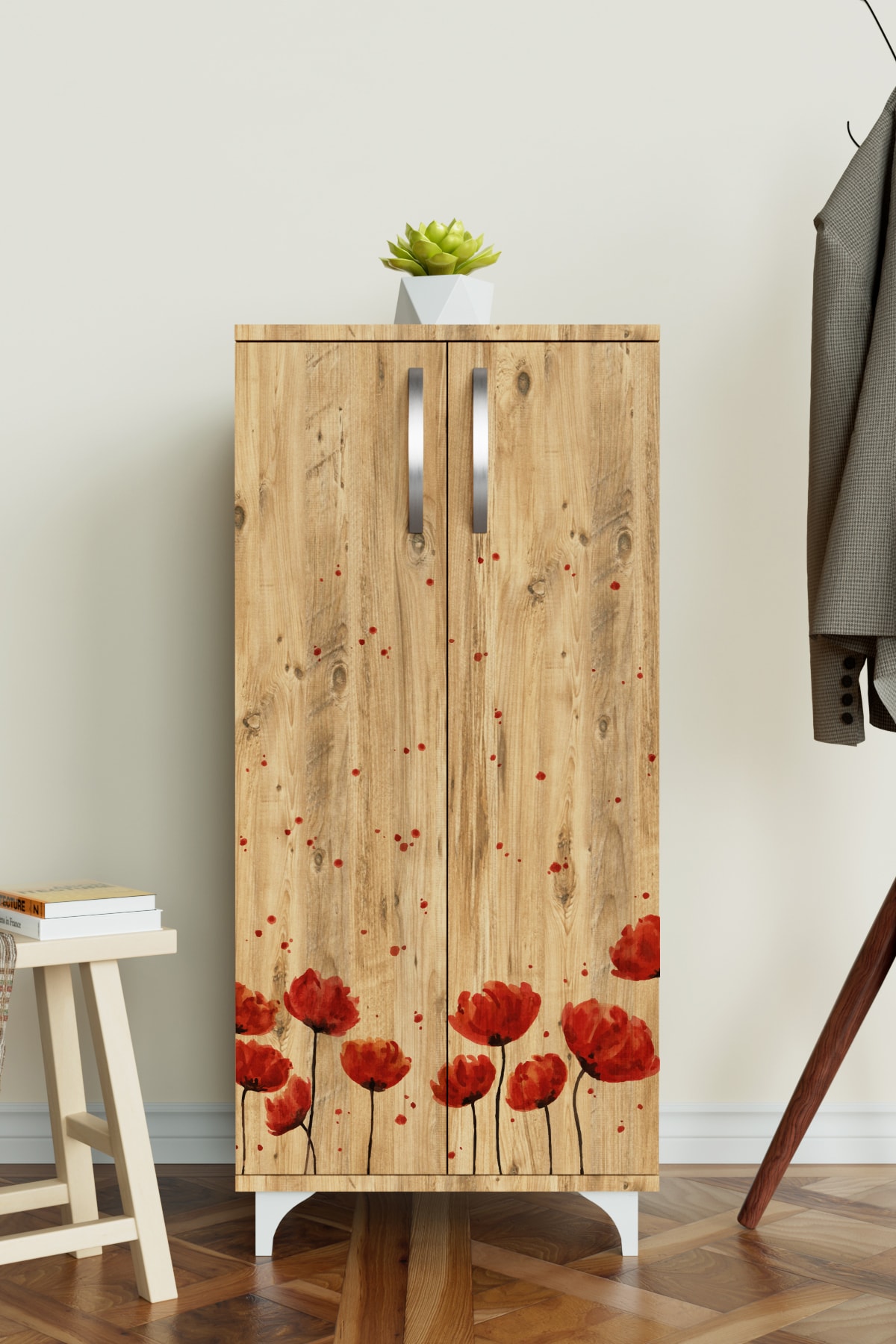 Red Anemone 3 Raflı Çok Amaçlı Dolap Mutfak Salon Banyo Ofis Salon Dolabı