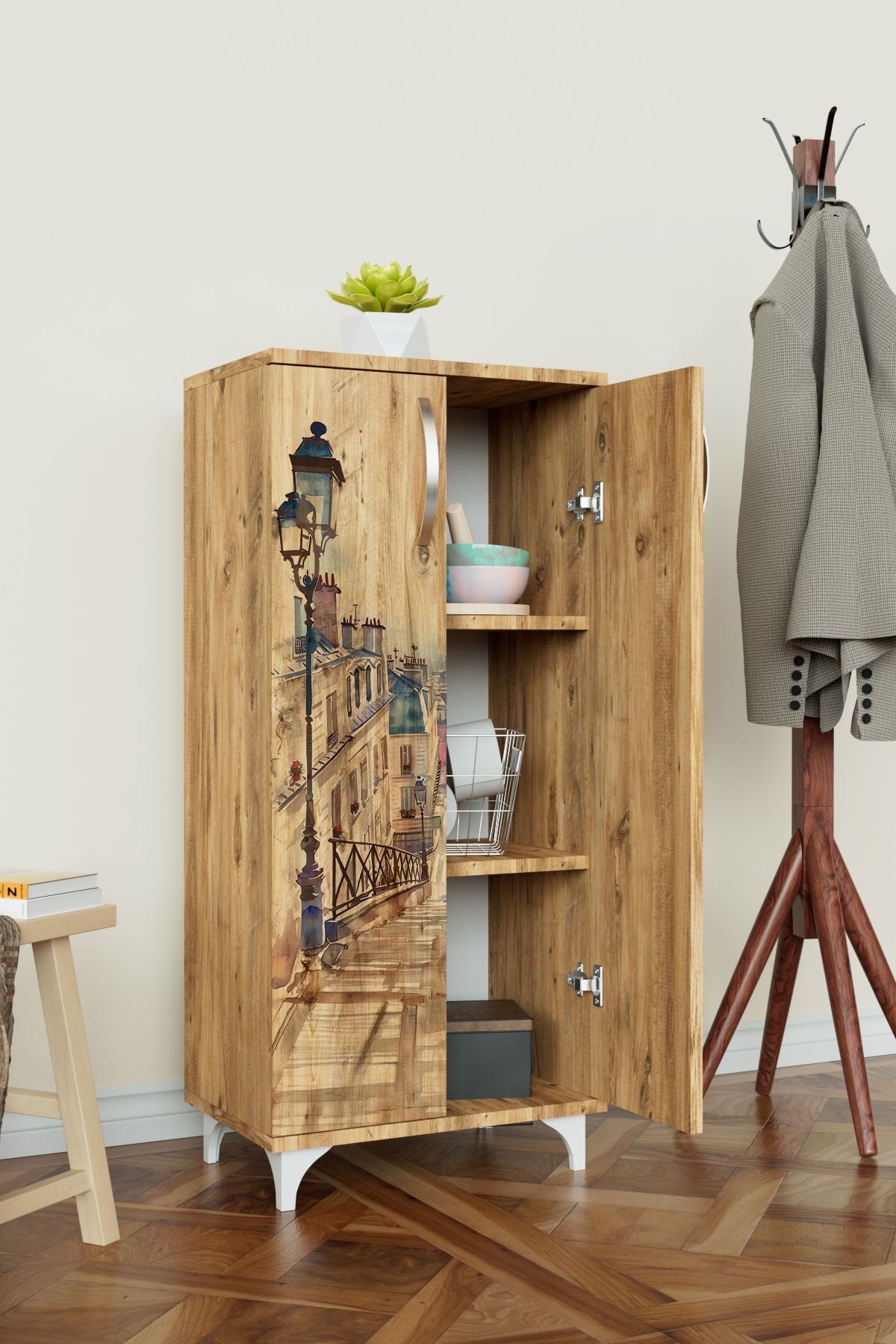 Dream Alley 3 Raflı Çok Amaçlı Dolap Mutfak Salon Banyo Ofis Salon Dolabı