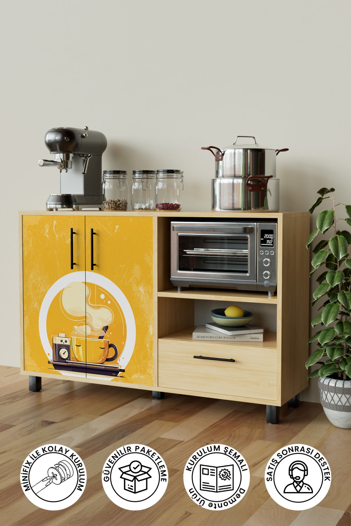 Yellow Design "Arvien" Kahve Köşesi Mutfak Dolabı