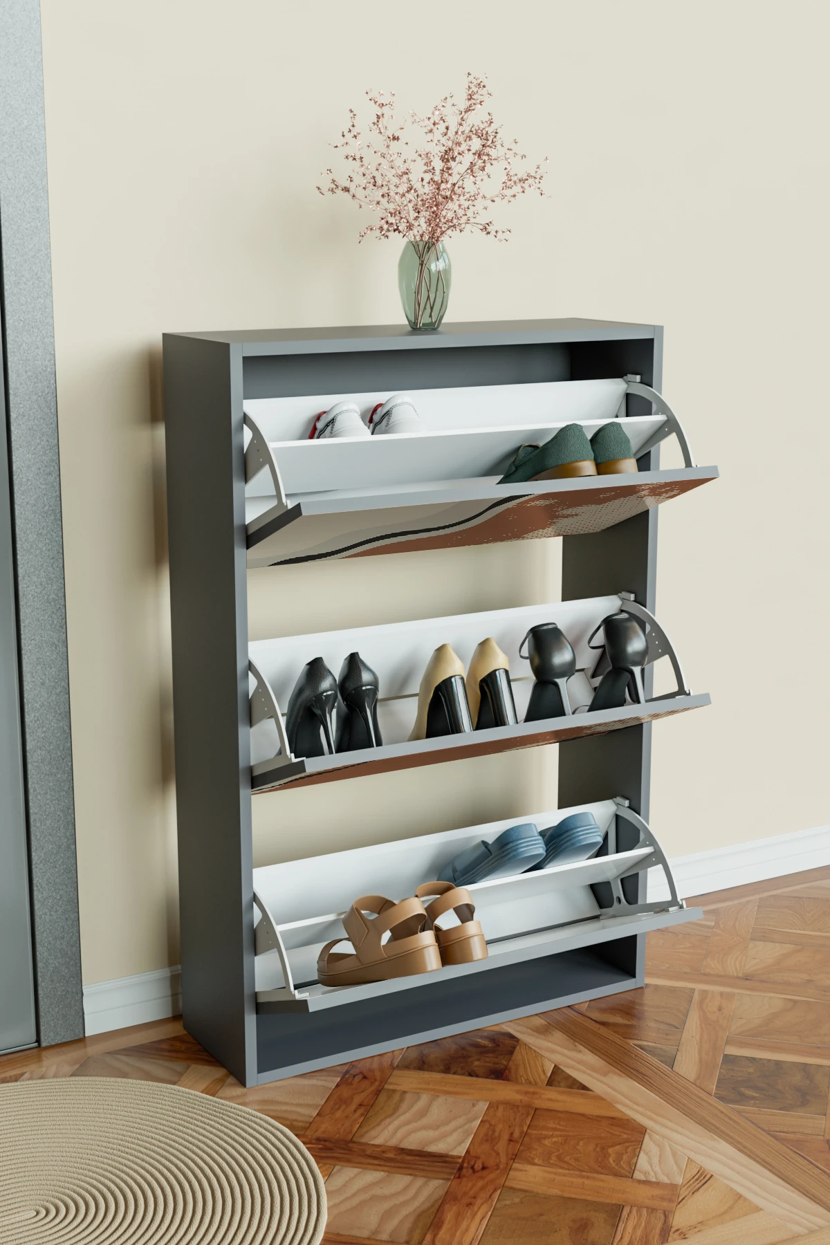 "Abstract design" 3 Bölmeli Liovian Düşer Kapak Ayakkabılık