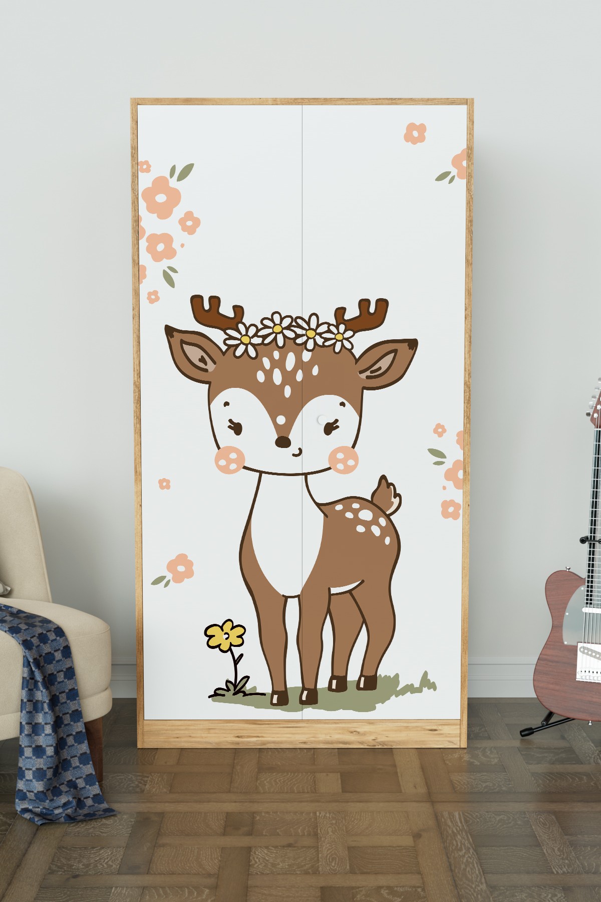 Little Fawn Design "Calista" Gardırop 5 Raflı Askılı Çocuk Odasi Elbise Dolabı
