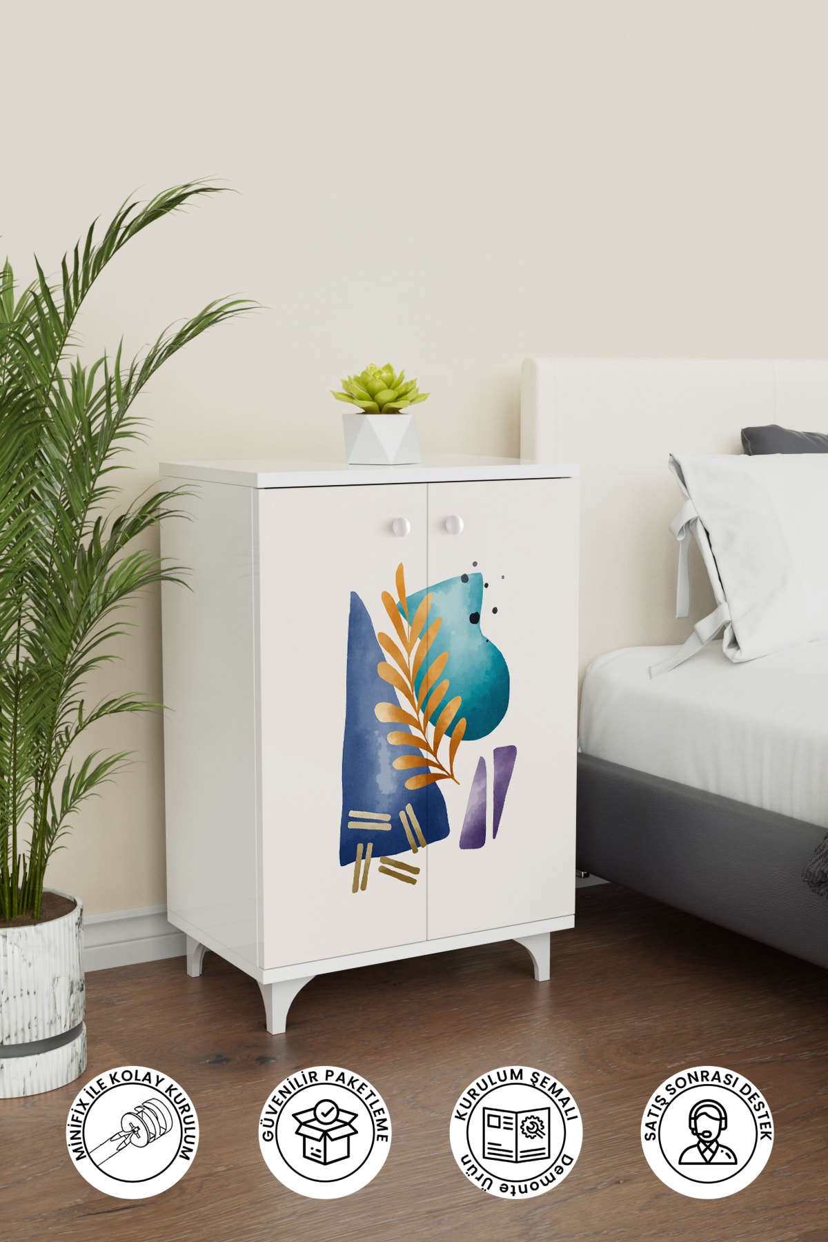 Virgo Renkli 2 Raflı Çok Amaçlı Dolap Mutfak Salon Ofis Dolabı