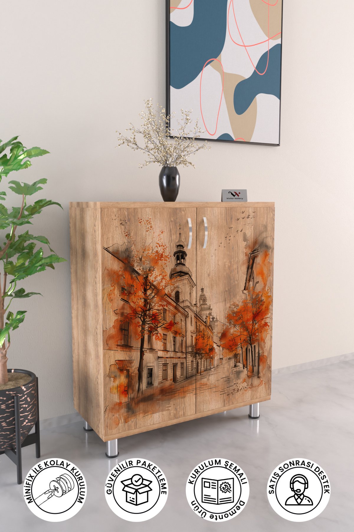 Charming Autumn 4 Raflı Ayakkabılık Antre Hol Çok Amaçlı Ayakkabı Dolabı