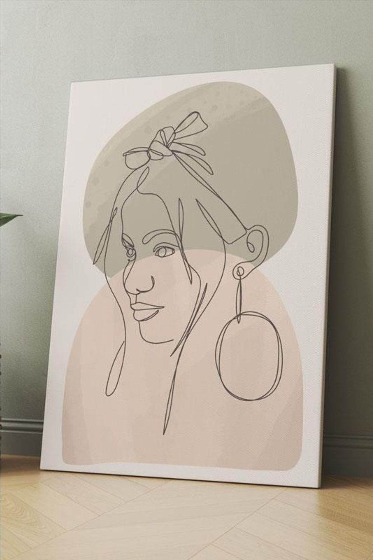 3'lü Set Geometric Line Art Portrait Kanvas Tablo