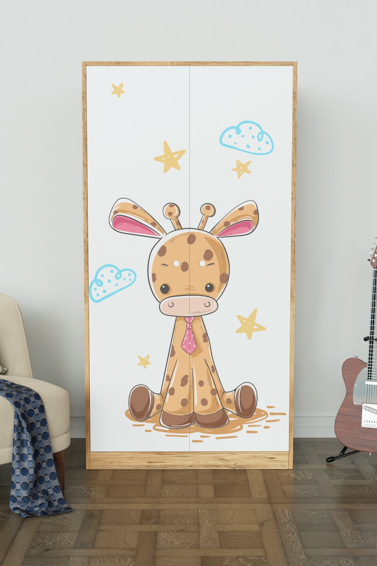 Bay Zürafa Design "Calista" Gardırop 5 Raflı Askılı Çocuk Odasi Elbise Dolabı