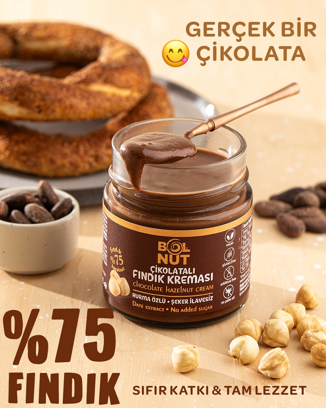 Çikolatalı Fındık Kreması - Hurma Özlü - 220 g