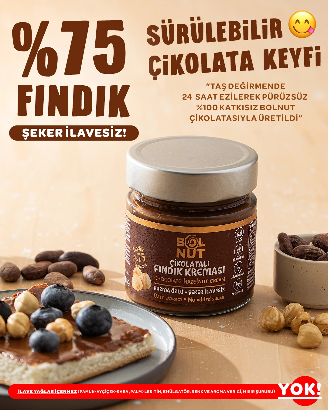 Çikolatalı Fındık Kreması - Hurma Özlü - 220 g