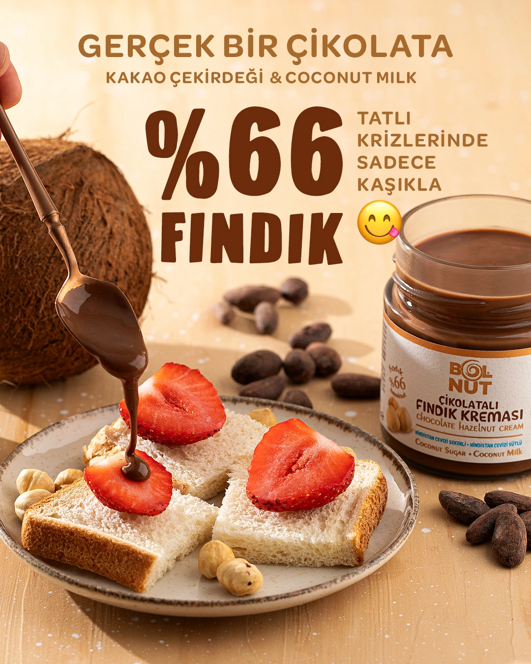 Çikolatalı Fındık Kreması - Hindistan Cevizi Sütlü 220g