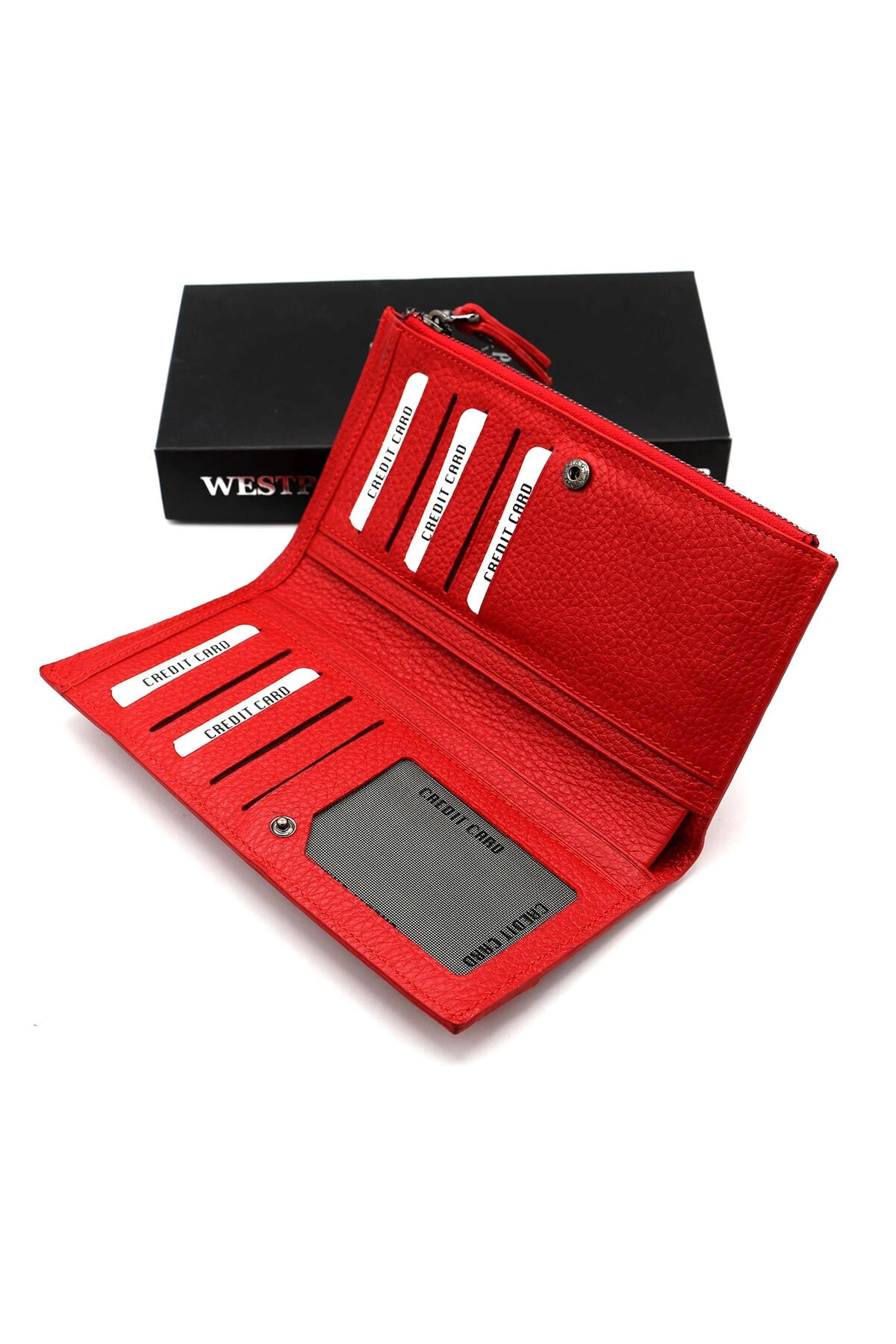 Kırmızı Unisex Hakiki Deri Portföy Cüzdan Kartlık 6223760