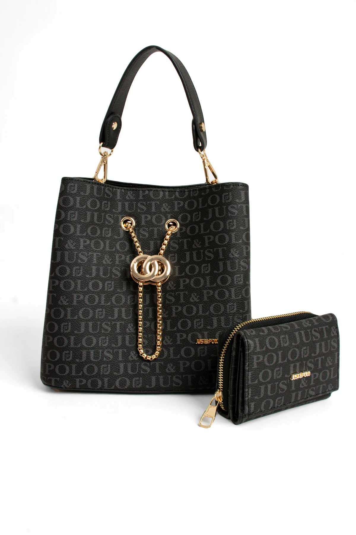 Beyaz Monogram Baskılı Uzun Askılı 3 Bölmeli Kadın El ve Omuz Çantası PBU5602