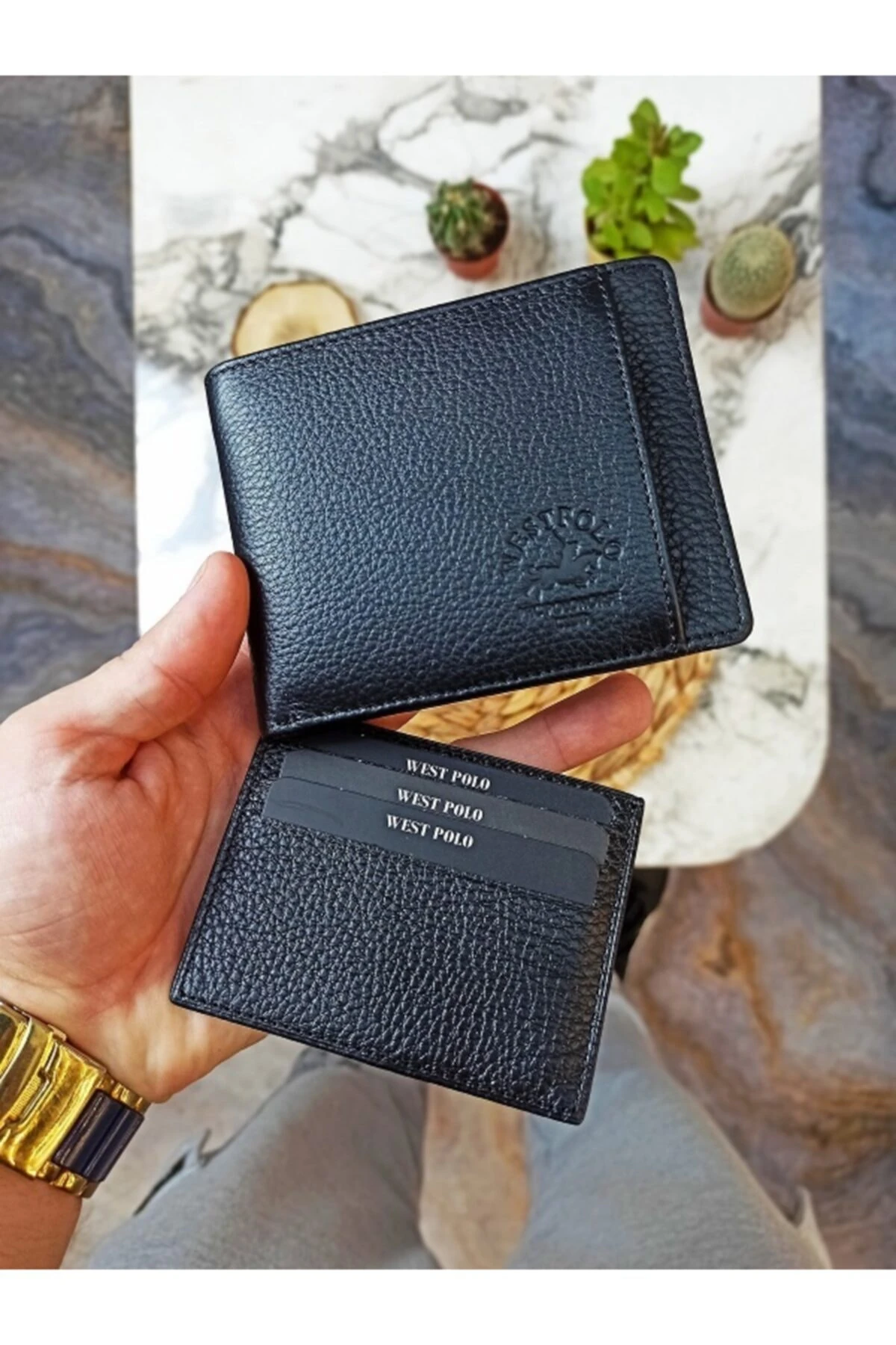 Hakiki Deri Harici Kartlıklı Siyah Cüzdan Kartlık 12cmx9,5cm