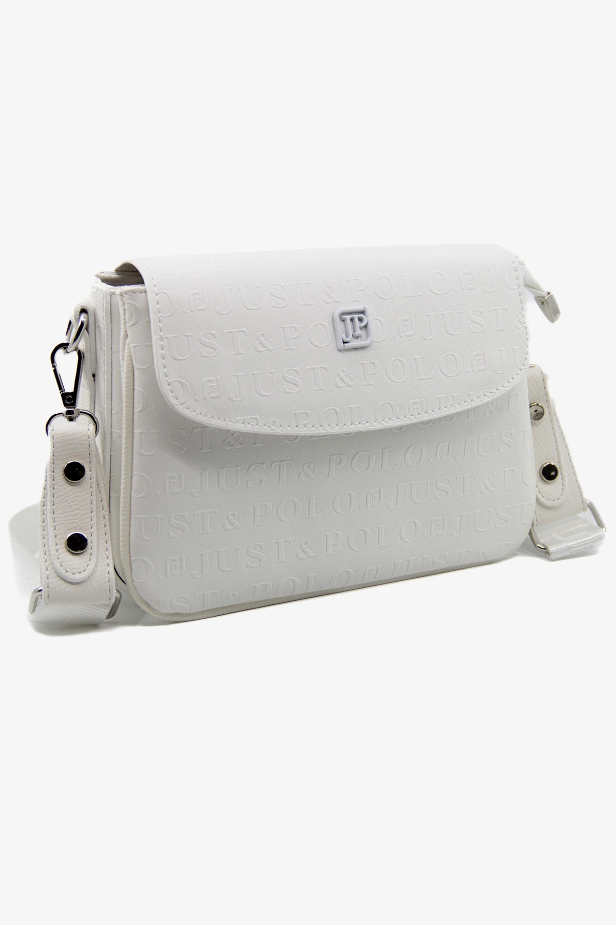 Beyaz Baskı Desenli Kolon Askılı 4 Bölmeli Kadın Omuz Çantası 25x15cm Pbu2184