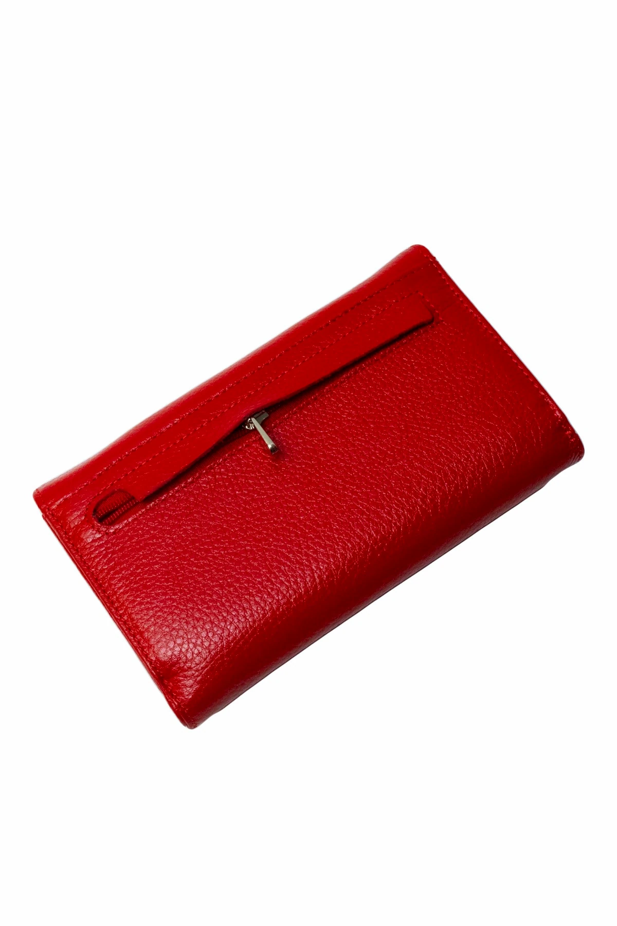 Hakiki Deri Kırmızı Bol Bölmeli Cüzdan