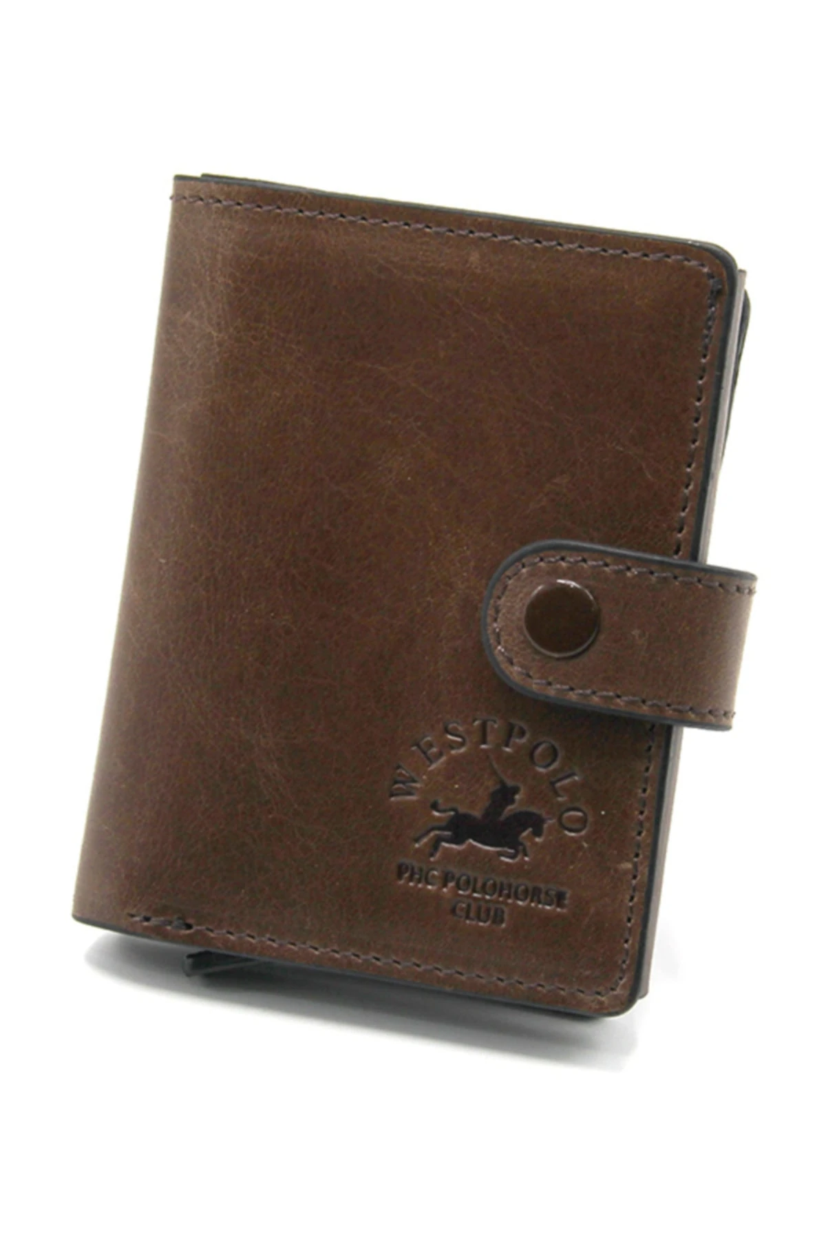 Gri Erkek Crazy Deri Mekanizmalı Para Gözlü Cüzdan Kartlık 6205530