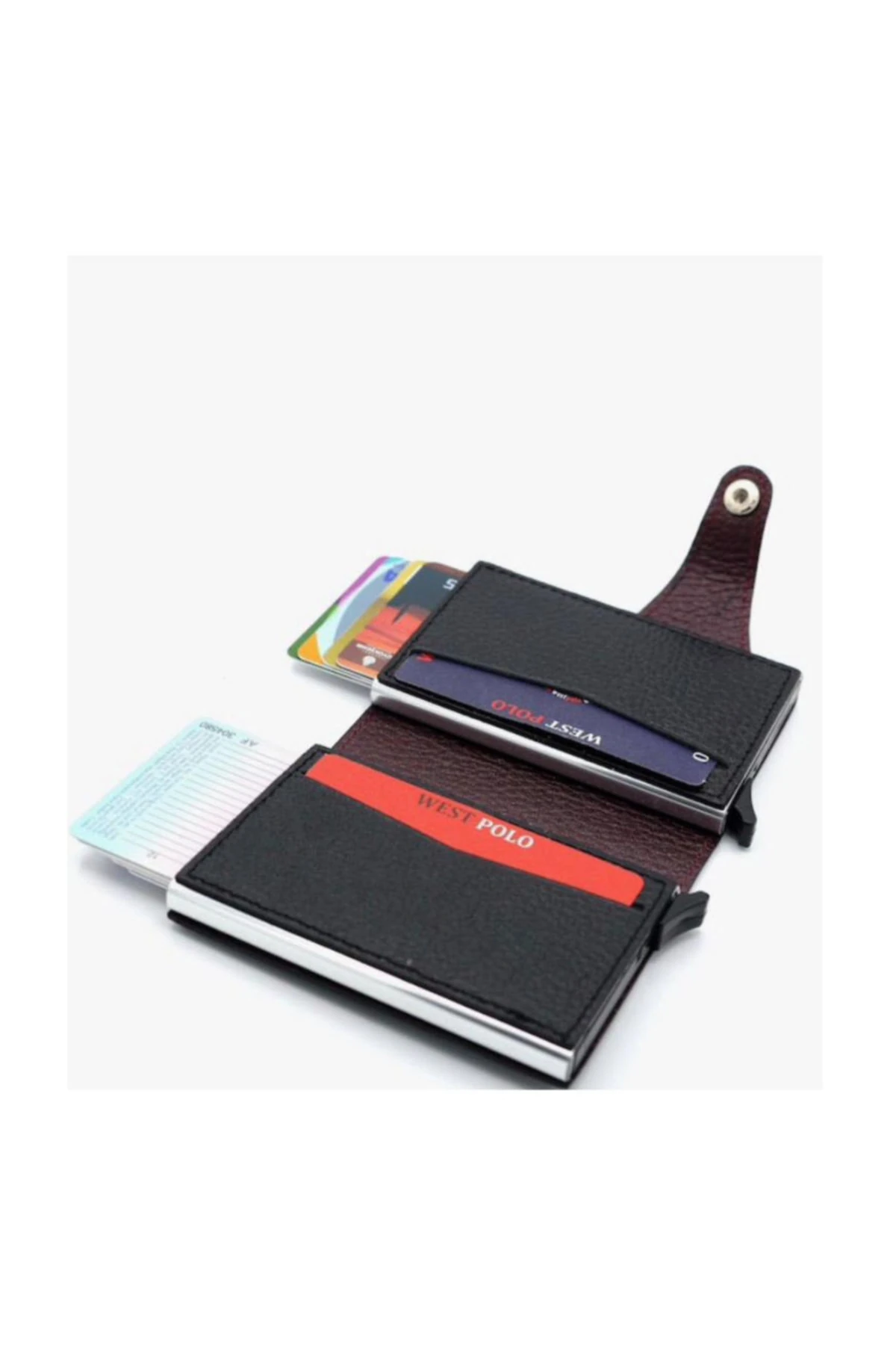 Siyah Erkek   Çift Mekanizmalı Cüzdan Kartlık