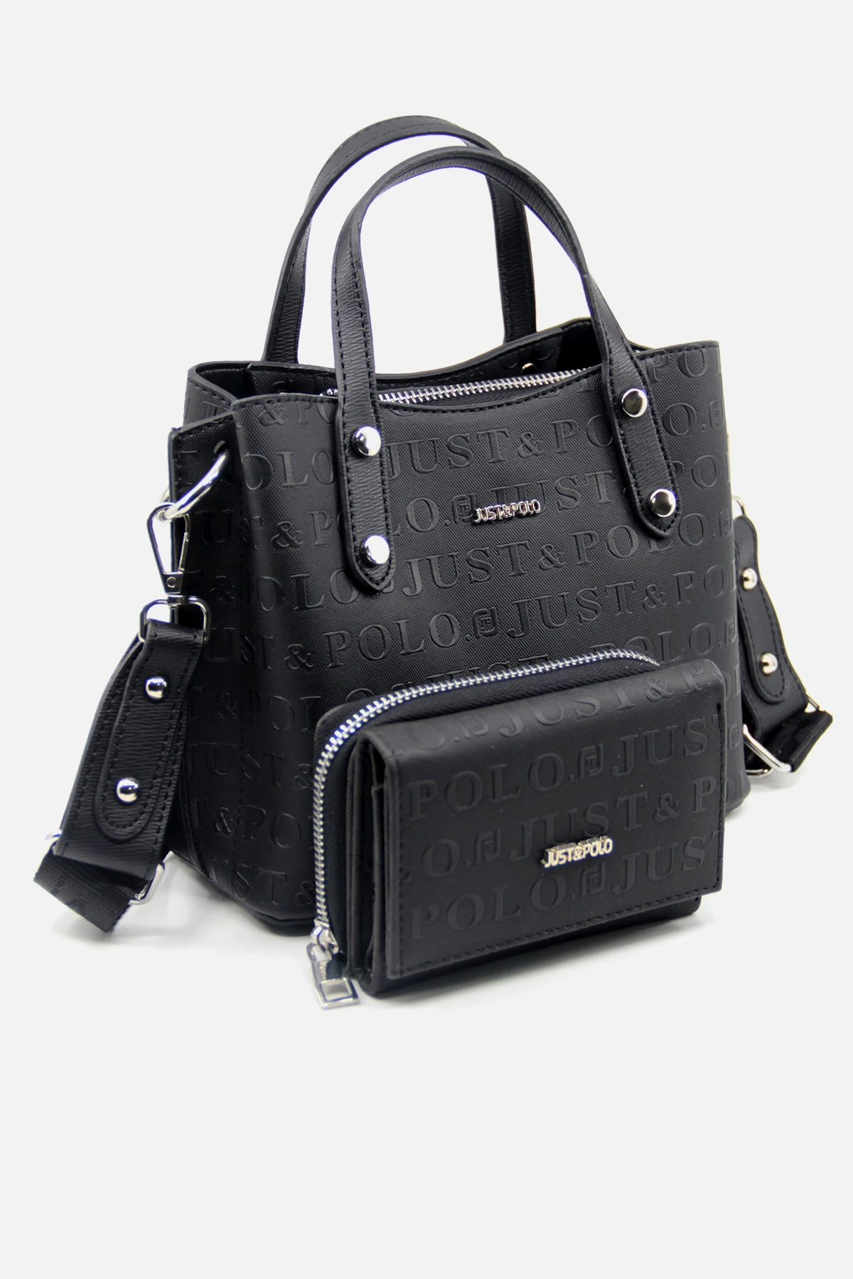 Krem Kolon Askı Gofraj Baskı 4 Bölmeli Kadın El ve Omuz Çantası Mds4095