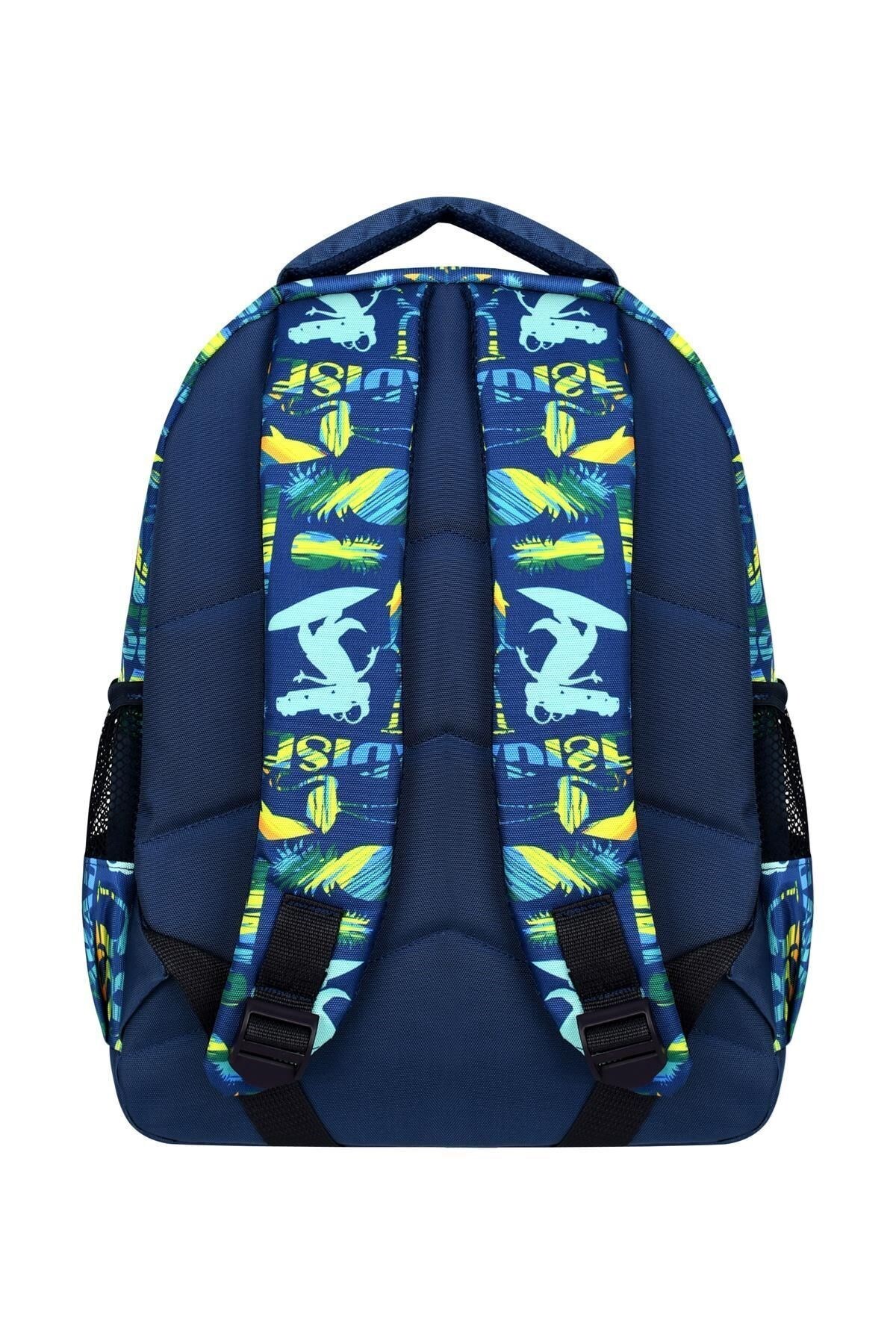 Lisanslı Kids Timsah Desenli Erkek Çocuk İlkokul ve Anasınıfı Okul Çantası 3'lü Set Yeşil - Lacivert