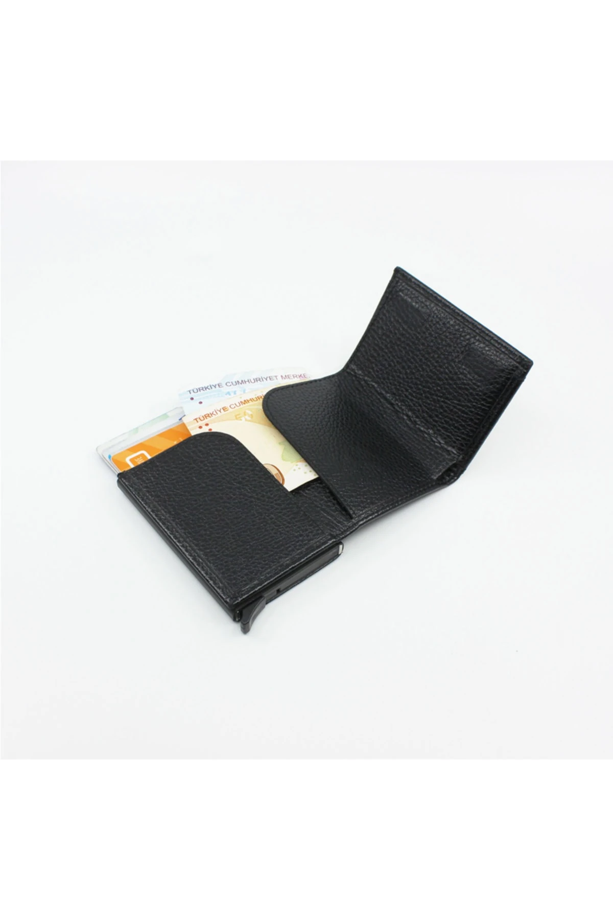 Siyah Erkek Orjinal  Deri Mekanizmalı Cüzdan Kartlık 25540245